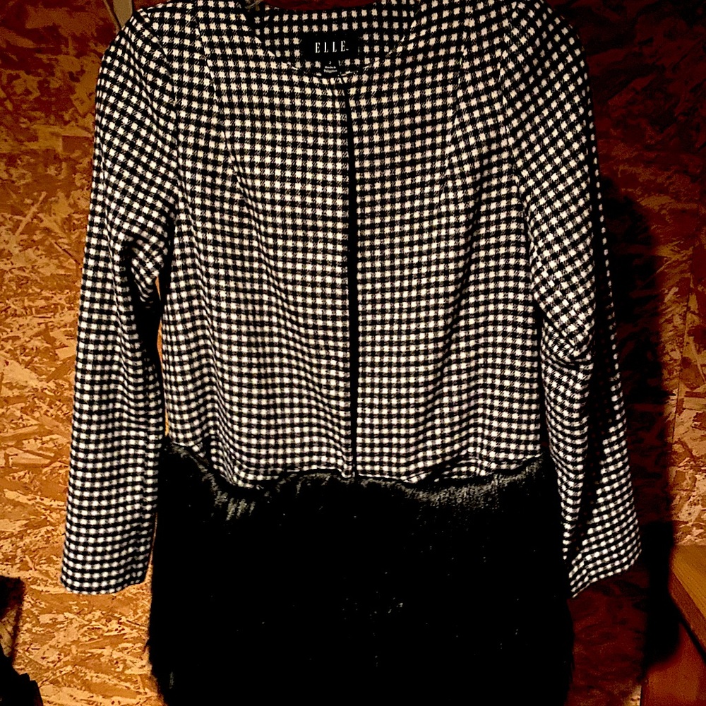 Checkered/fur coat